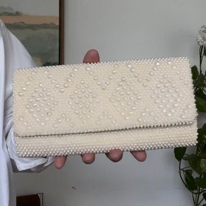Vintage Pearl Ivory Beaded Clutch